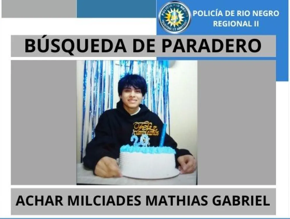 Cualquier información de su paradero, comunicarse al 911 o acercarse a cualquier comisaría. (Foto: Policía de RN)