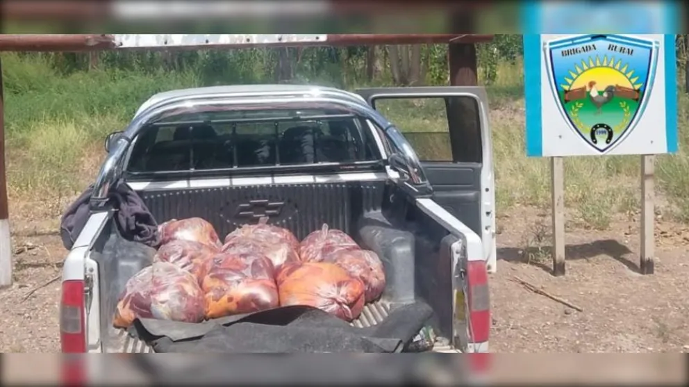 La carne era transporta en una camioneta conducida por un hombre de 25 años. Foto: Policía de Río Negro