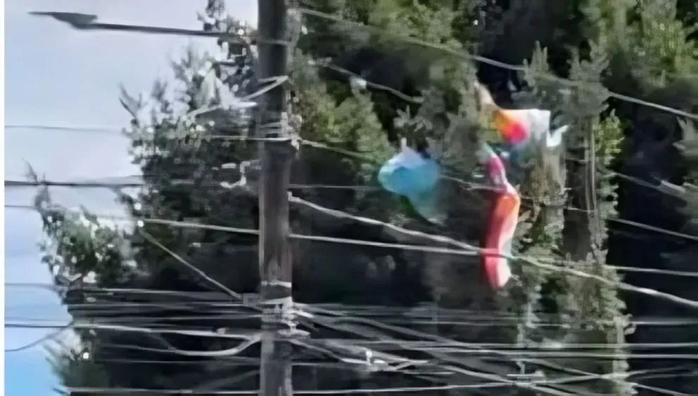 El hombre quedó enganchado con su parapente en los cables. Foto: El Cordillerano