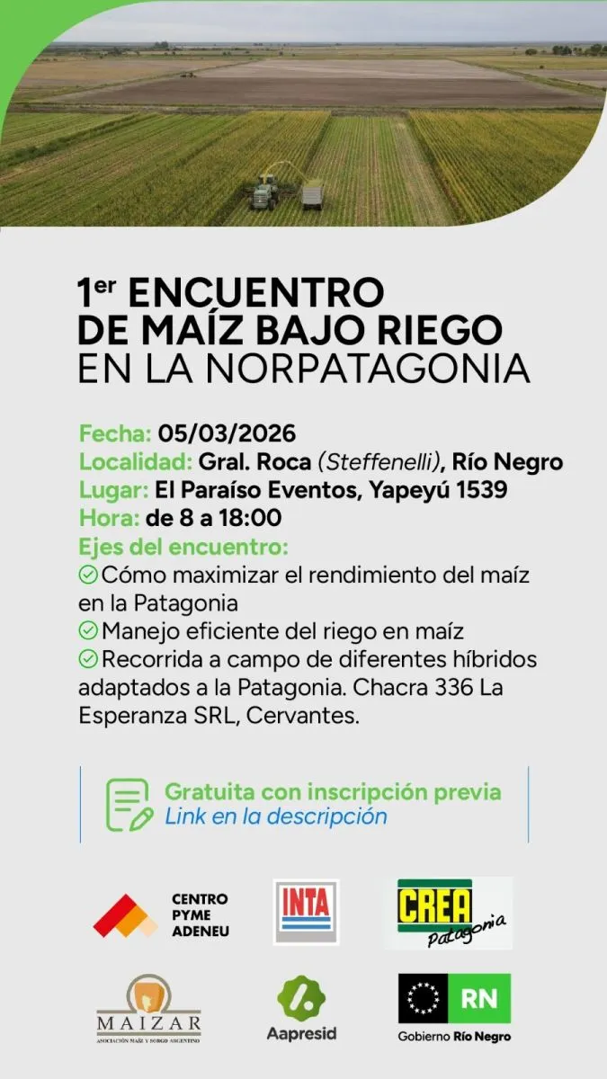 La jornada reunir&aacute; a productores y t&eacute;cnicos para analizar el desarrollo del ma&iacute;z bajo riego en la regi&oacute;n. Foto: INTA