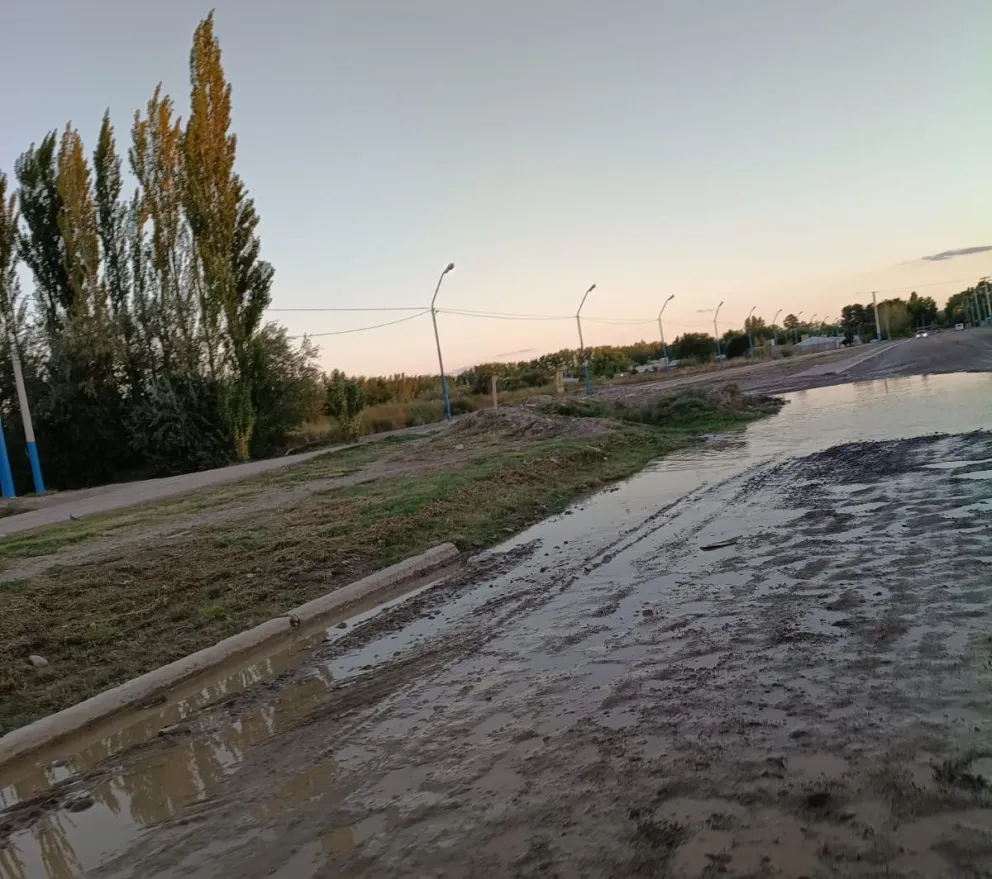 Los vehículos deben esquivar pozos y "lagunas" generadas sobre la calle. Foto: ANR