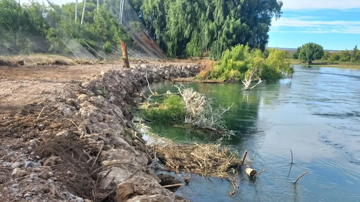 El DPA aport&oacute; maquinaria y direcci&oacute;n t&eacute;cnica, mientras que la Fundaci&oacute;n Bubalc&oacute; provey&oacute; la roca para extender la defensa de costa. Foto Gobierno de R&iacute;o Negro