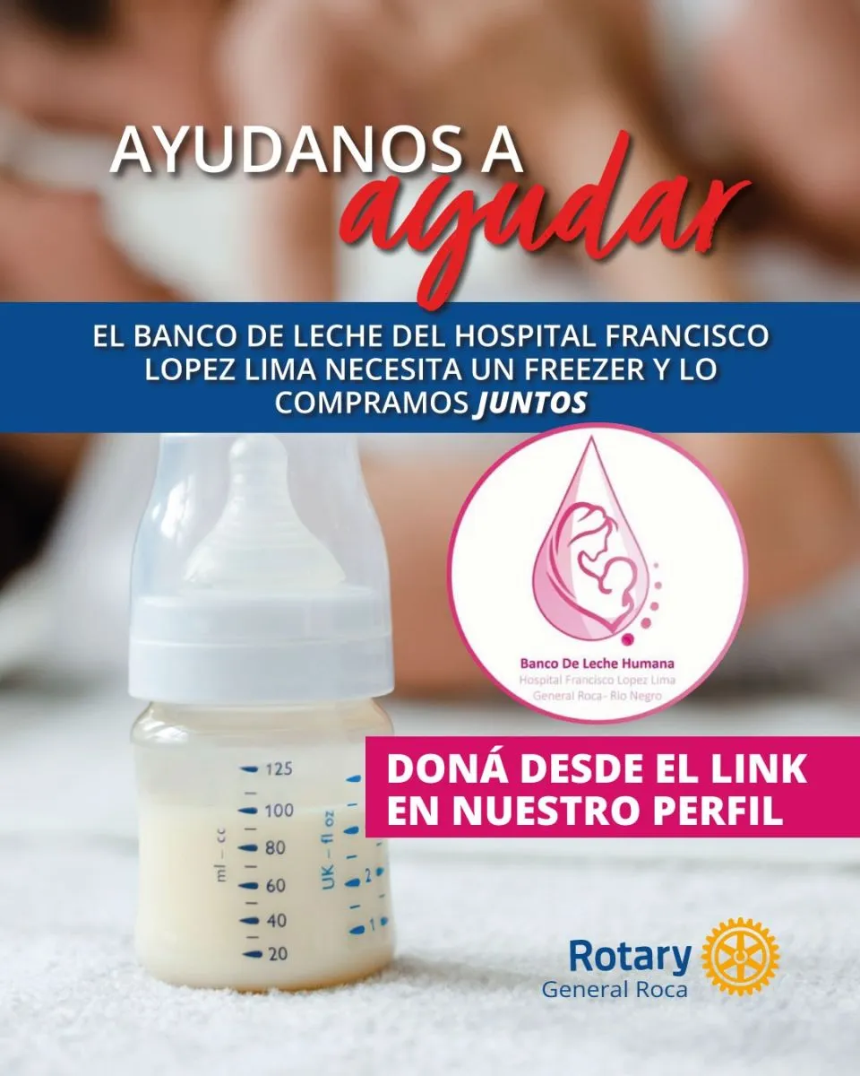 Rotary lanz&oacute; una campa&ntilde;a solidaria para reunir fondos y comprar un freezer destinado al Banco de Leche del hospital de Roca, clave para conservar leche materna donada. Foto: Rotary