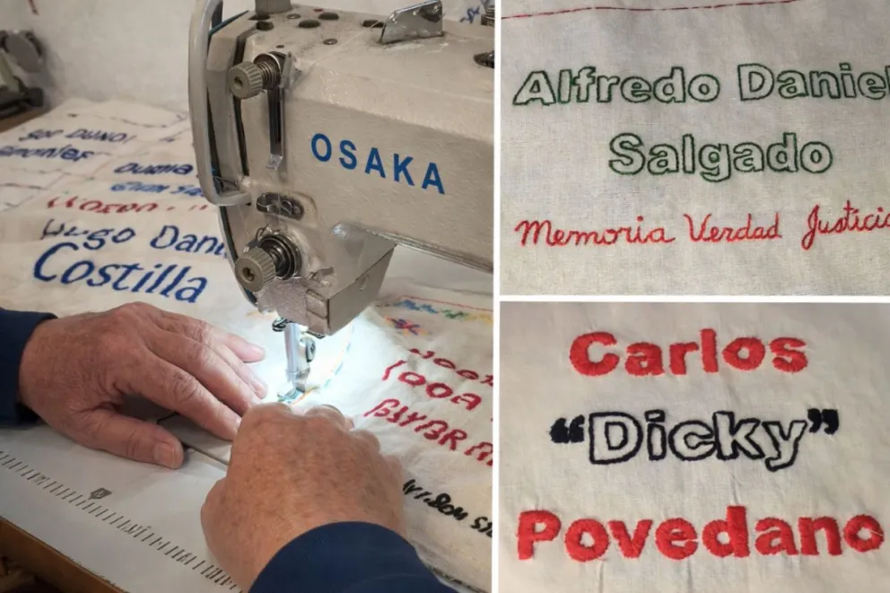 El bordado como memoria activa: Aguja Activa recupera nombres de desaparecidos de Río Negro en cada puntada. Foto: gentileza