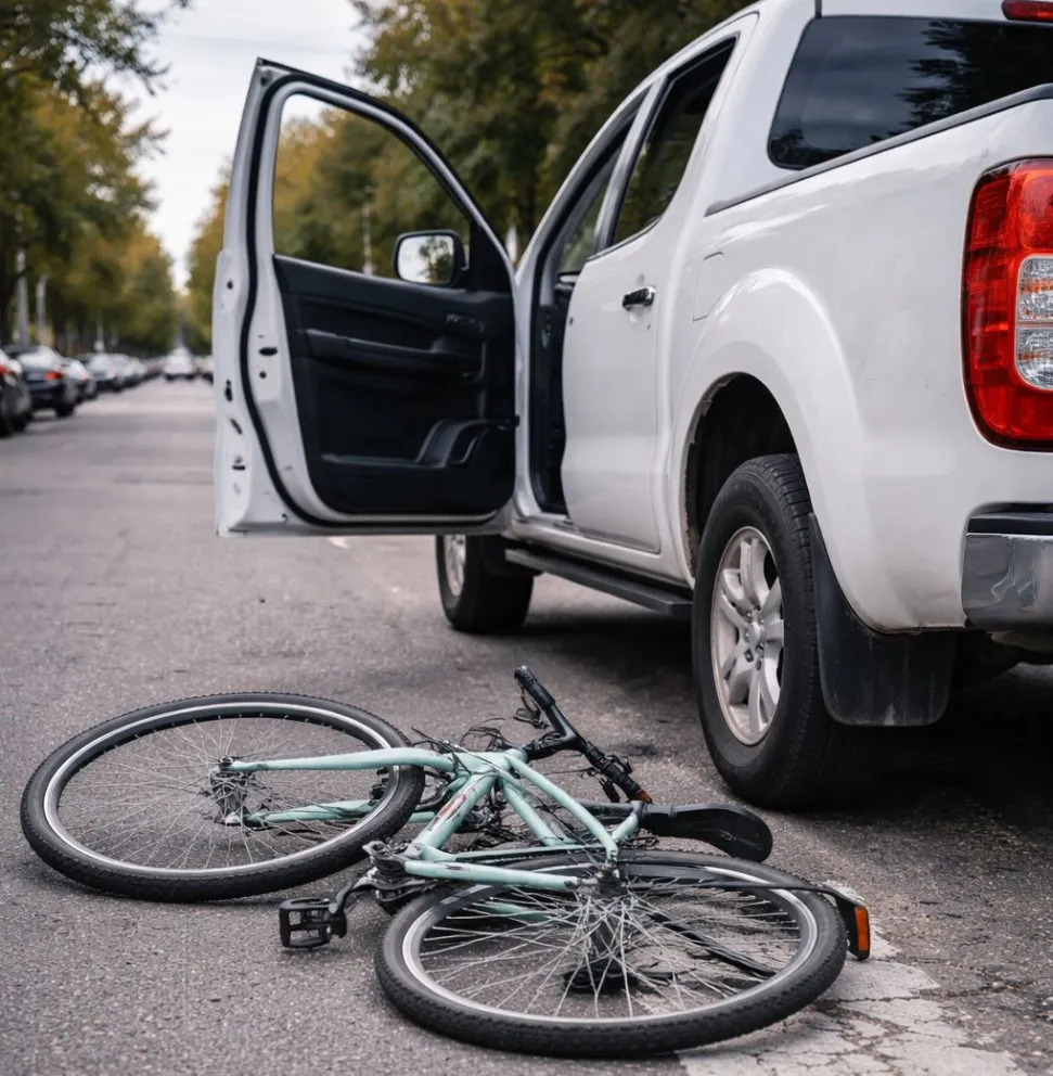 La caída ocurrió cuando se abrió la puerta de una camioneta estacionada sin advertir la circulación de la ciclista. Foto: ilustrativa 