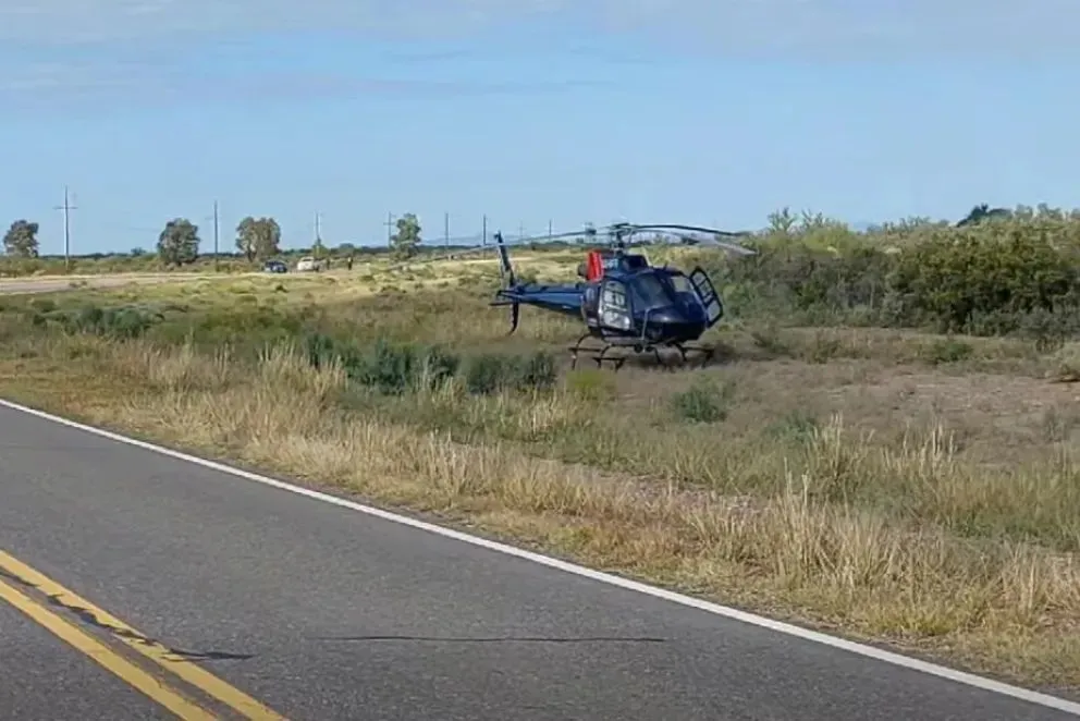 Un helicóptero de la policía mendocina halló el cuerpo del infortunado comerciante, a algunos kilómetros de Carmensa, en el sur de la provincia cuyana. Foto: TVA de General Alvear.