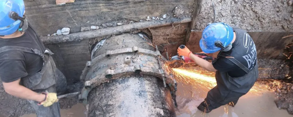 El ducto intervenido es uno de los más importantes del sistema. Foto: Aguas Rionegrinas