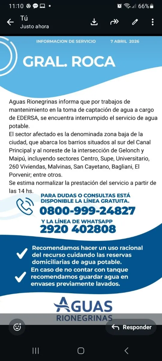 se recomienda priorizar el uso del agua para consumo e higiene personal. Foto: ARSA