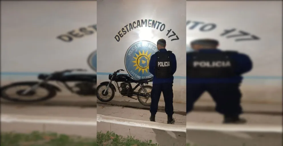 La moto fue secuestrada por personal policial tras constatar que había sido denunciada por robo. Foto: Policía de Río Negro. 