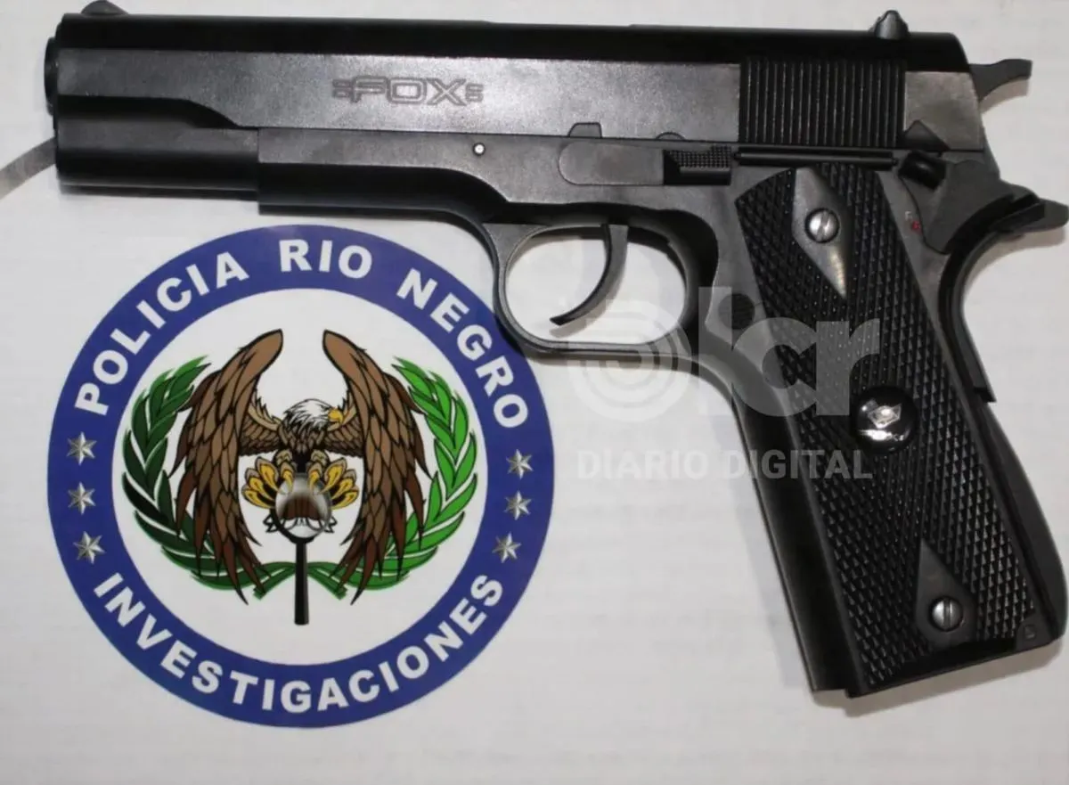 La r&eacute;plica fue encontrada esta ma&ntilde;ana en la vivienda allanada. Foto Polic&iacute;a RN.