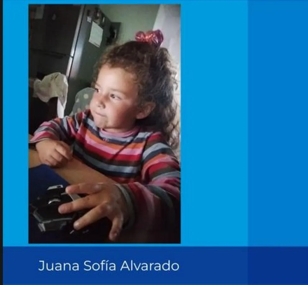 La imagen difundida forma parte del operativo de búsqueda para dar con el paradero de la menor, en el marco del Alerta Sofía activado por la Justicia. Foto cortesía Ministerio Público Fiscal