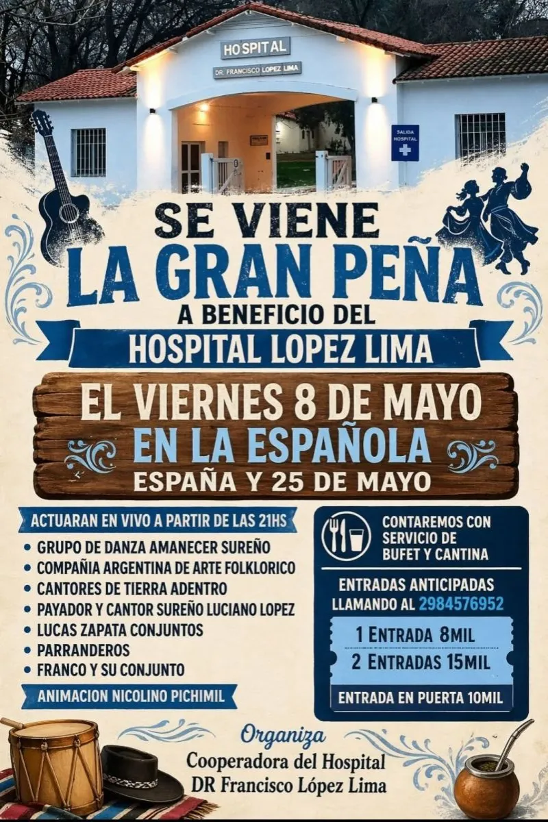 La pe&ntilde;a solidaria ser&aacute; este viernes desde las 21 en La Espa&ntilde;ola y lo recaudado estar&aacute; destinado al hospital L&oacute;pez Lima. Foto: gentileza