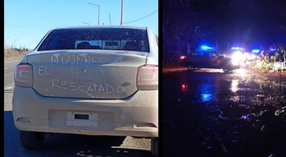 El auto que fue recuperado por un grupo de vecinas y vecinos volviendo a Roca. Foto: gentileza 