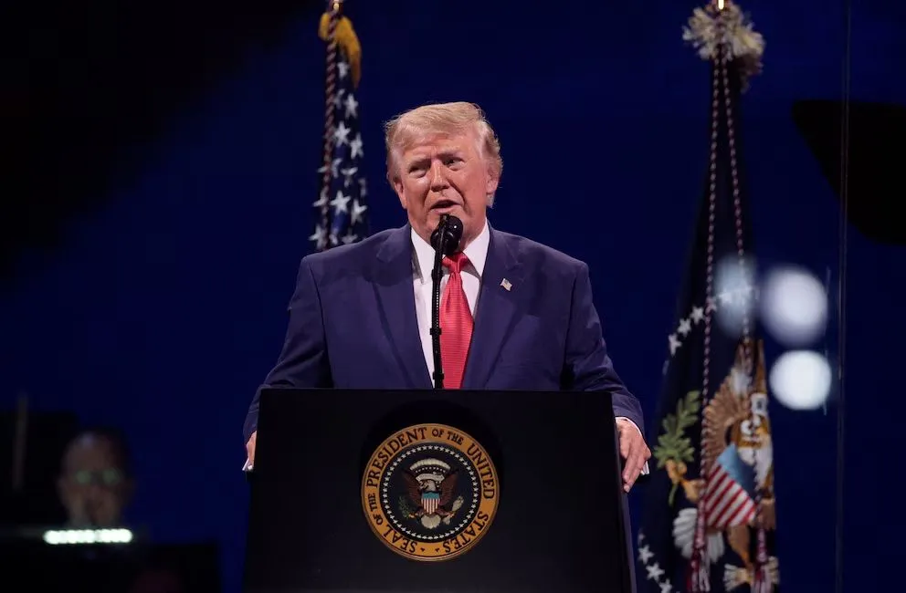 El presidente Donald Trump durante el discurso. 