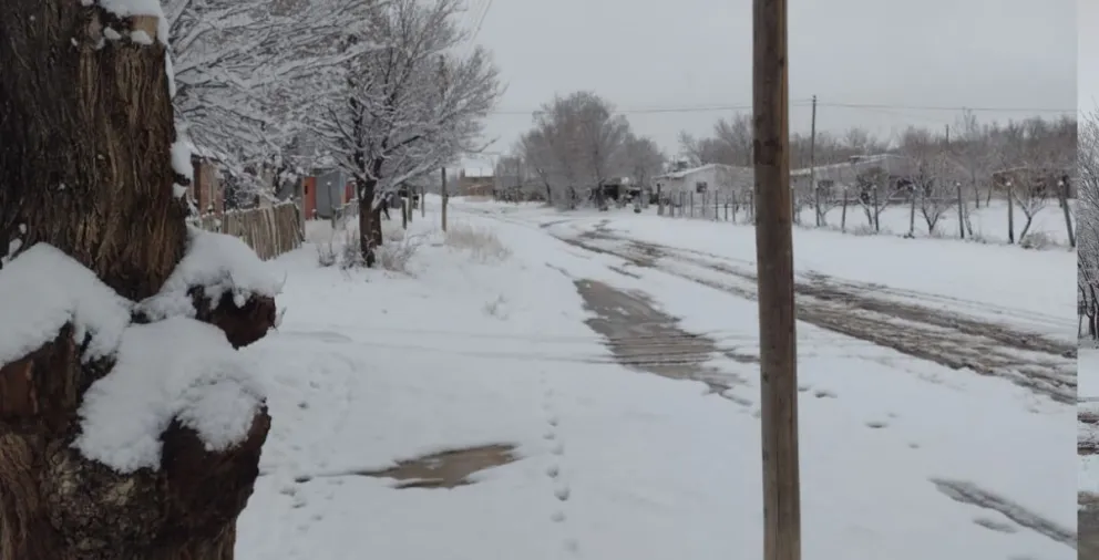 La nieve cubrió las calles de El Cuy.Foto: gentileza