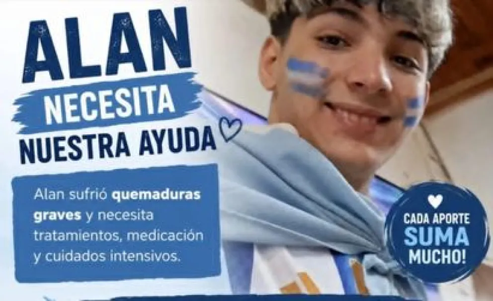 La familia de Alan inició una campaña solidaria para reunir fondos destinados a su tratamiento y recuperación, además de solicitar ayuda tras las pérdidas sufridas en el incendio. Foto cortesía