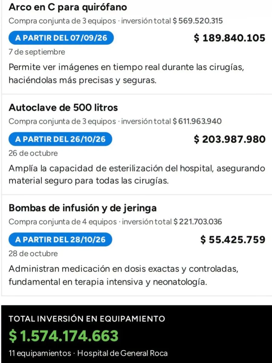 Parte del nuevo equipamiento que se incorporar&aacute; al Hospital Francisco L&oacute;pez Lima durante los pr&oacute;ximos meses. Foto: Ministerio de Salud de R&iacute;o Negro