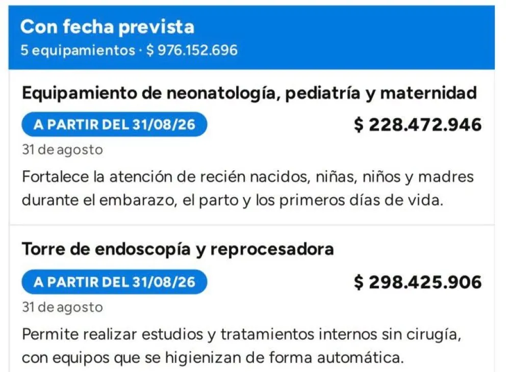 Equipamiento para Neonatolog&iacute;a, Pediatr&iacute;a y Maternidad y una nueva torre de endoscop&iacute;a llegar&aacute;n a fines de agosto. Foto: Ministerio de Salud de R&iacute;o Negro
