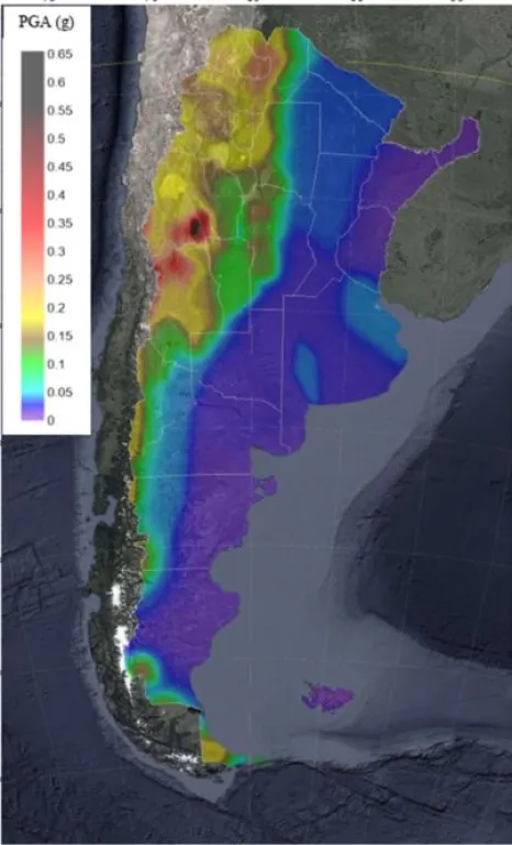 El mapa elaborado por el Instituto Nacional de Prevenci&oacute;n S&iacute;smica (INPRES) sobre la peligrosidad s&iacute;smica