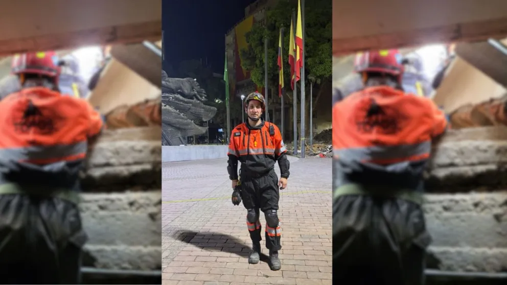 Franco Matus, durante una de las jornadas de trabajo en Colombia junto al equipo de Topos Argentina, en su primera vez dentro de una  misión internacional . Foto cortesía Franco Matus