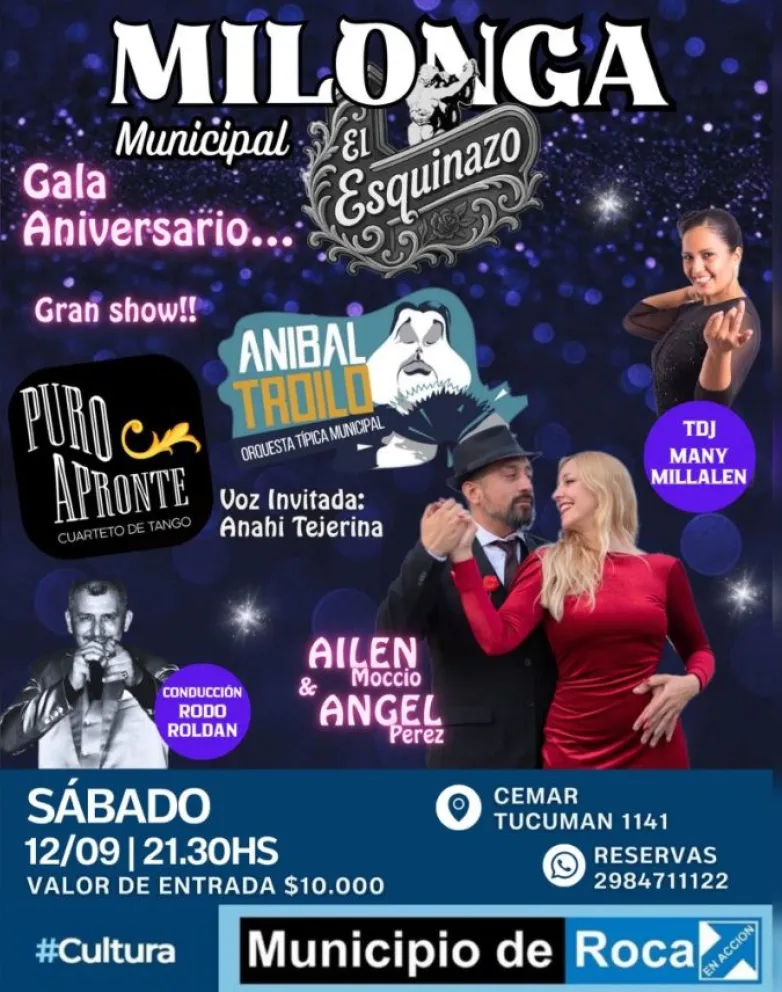La Milonga Municipal El Esquinazo celebrar&aacute; este s&aacute;bado su aniversario con m&uacute;sica en vivo y baile en el Cemar. Foto: gentileza