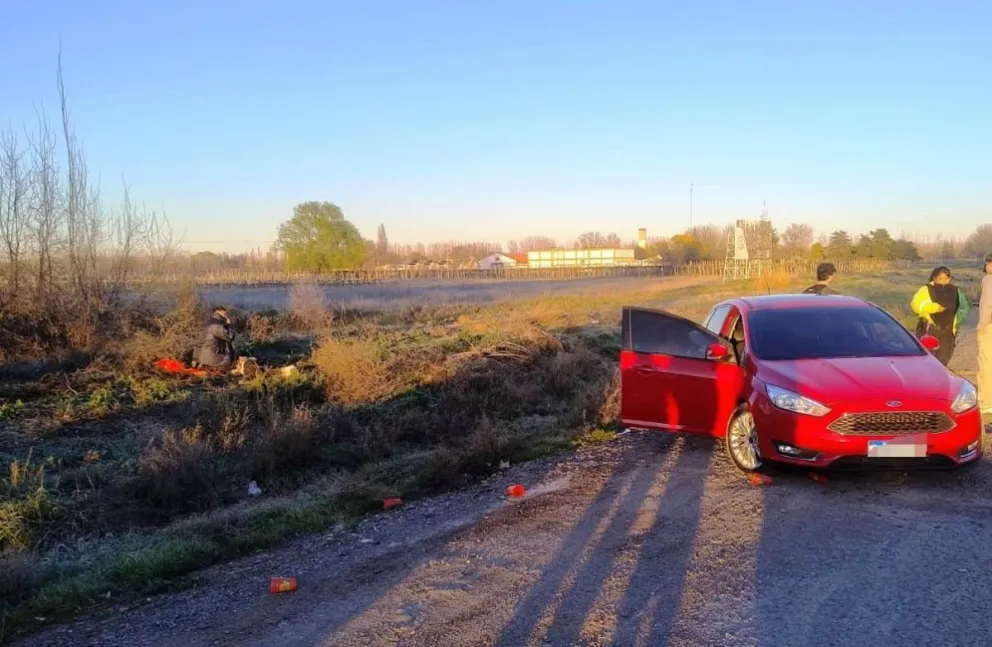 El vehículo en el que viajaban cuatro personas y realizaban maniobras peligrosas sobre la ruta 22. Foto: Policía de Río Negro