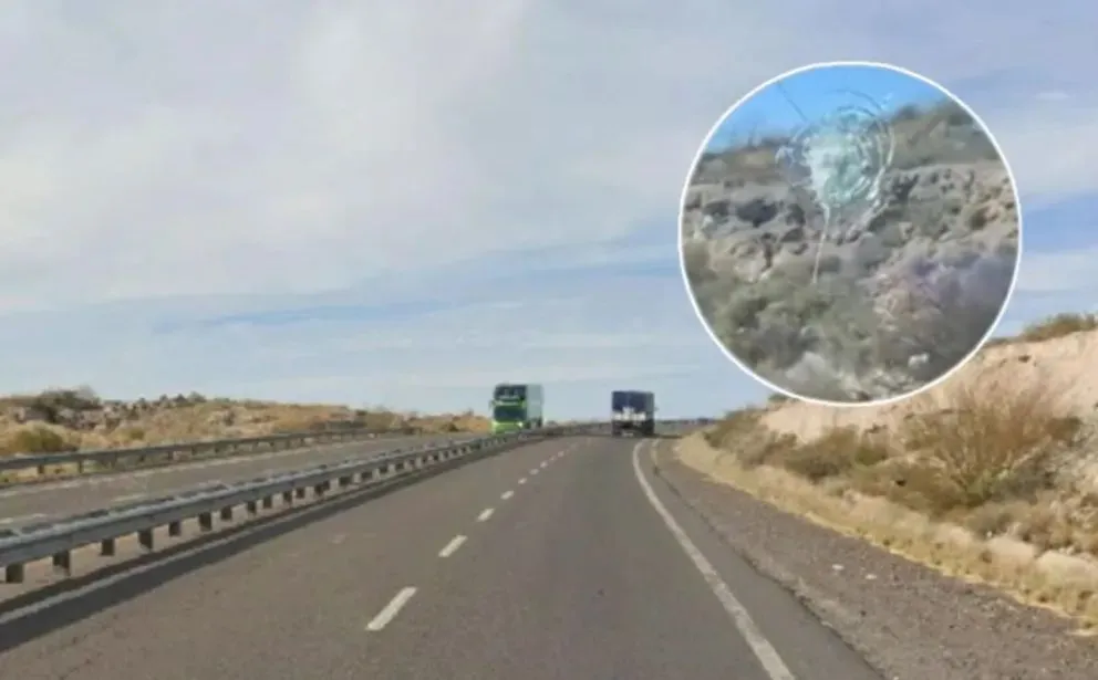 El chofer hizo un video que rápidamente se viralizó para alertar a otros que transitan o suelen parar en ese sector de la Ruta 22. Foto gentileza A24Camioneros 