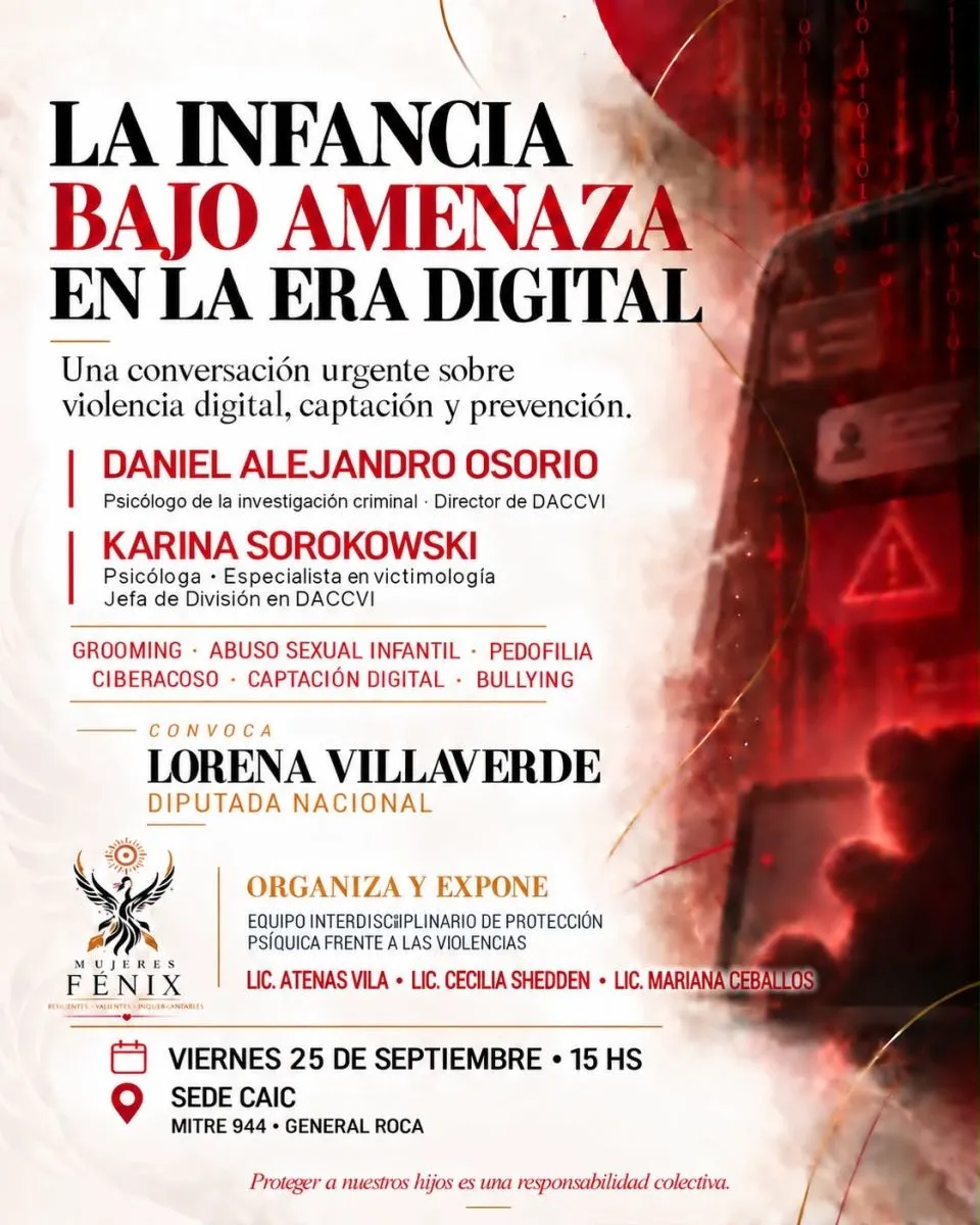 La jornada abordar&aacute; el grooming, la captaci&oacute;n digital, el ciberacoso y otras formas de violencia que afectan a ni&ntilde;os y adolescentes. Foto: gentileza