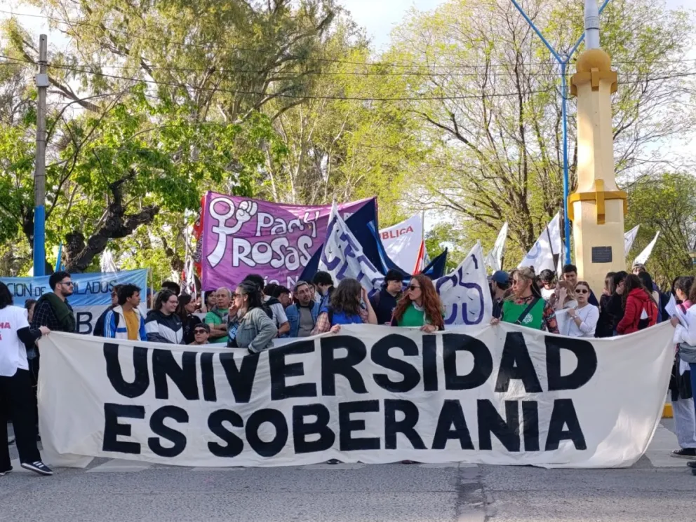 Más de cinco cuadras de manifestantes marcharon por el centro de Roca. Foto Tania Domenicucci