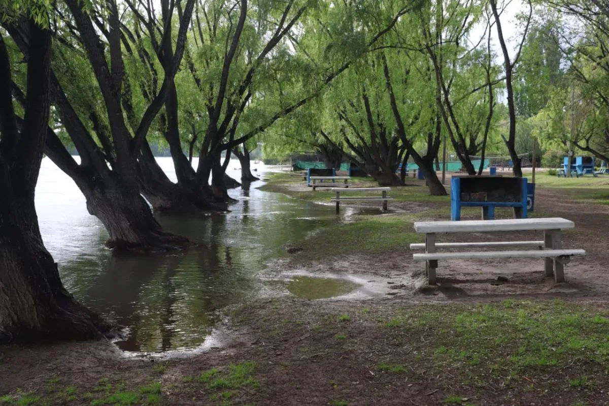El agua avanz&oacute; hacia las orillas en la zona del Na&uacute;tico. Foto:Tania Domenicucci